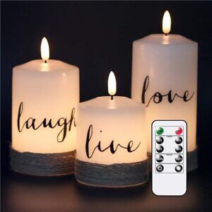Battery Flameless Candles with 10-Key Remote Timer, Real Wax Pillar LED Candles